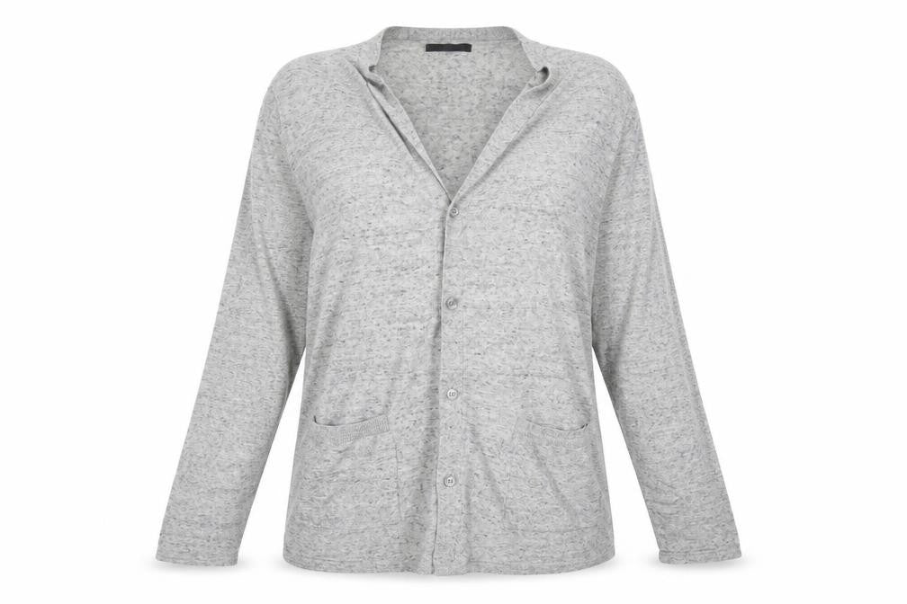 Front view of ASOS women’s grey cardigan jumper, size XL