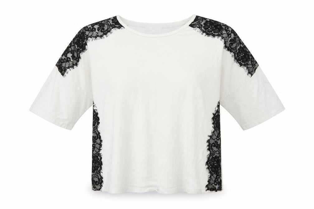 Front view of Papaya women’s white floral basic t-shirt, size UK 8