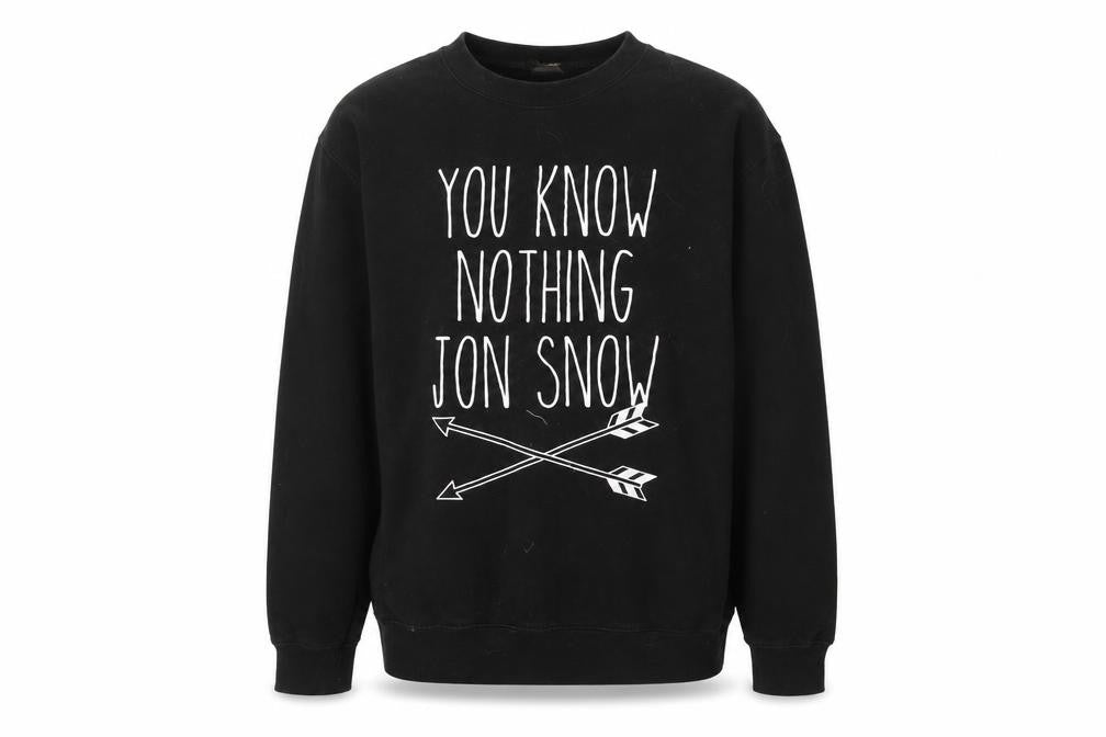 Front view of Just Hoods men’s black pullover sweatshirt, size M