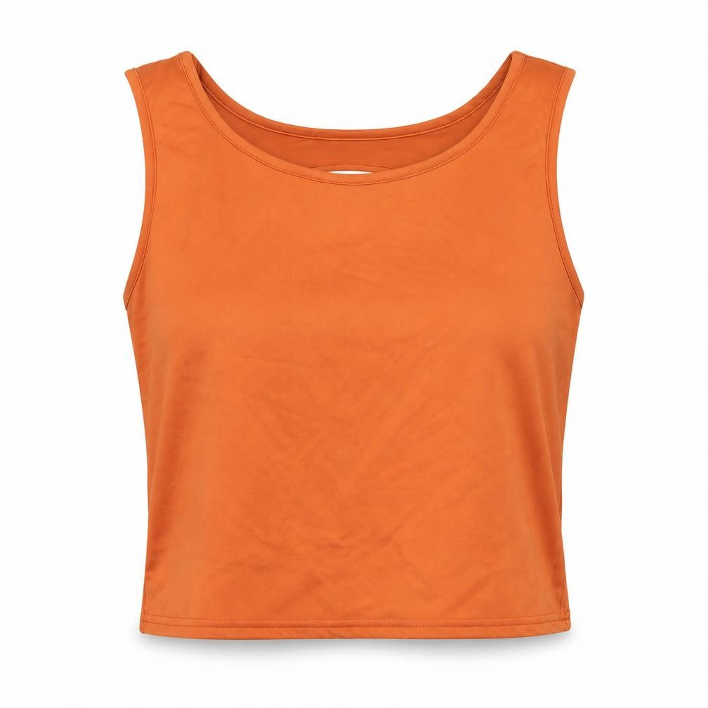 Front view of Tone Two women’s orange basic tank, size XL