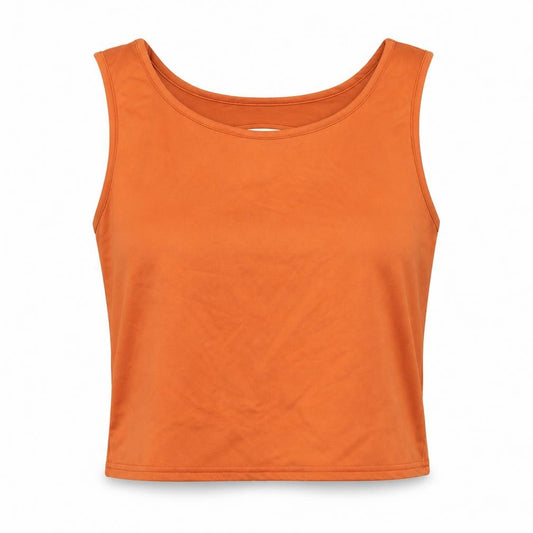 Front view of Tone Two women’s orange basic tank, size XL