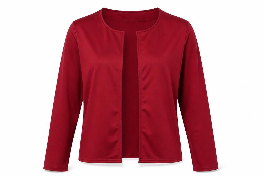 Front view of Preworn women’s red jacket, size L