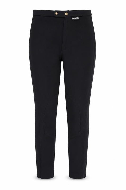 Front view of Gorringe women’s black trousers, size UK 26, in, 26-inch leg
