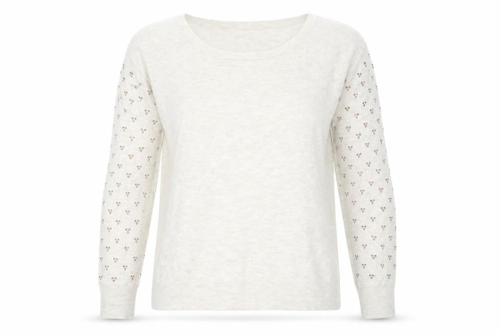 Front view of F&F women’s beige knit jumper, size UK 6