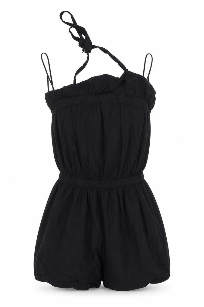 Front view of H&M women’s black playsuit one-piece, size XS