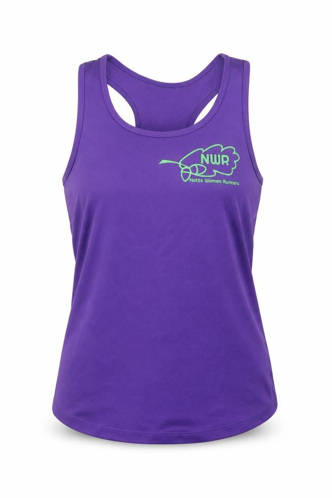 Front view of Awdis women’s purple basic tank, size M
