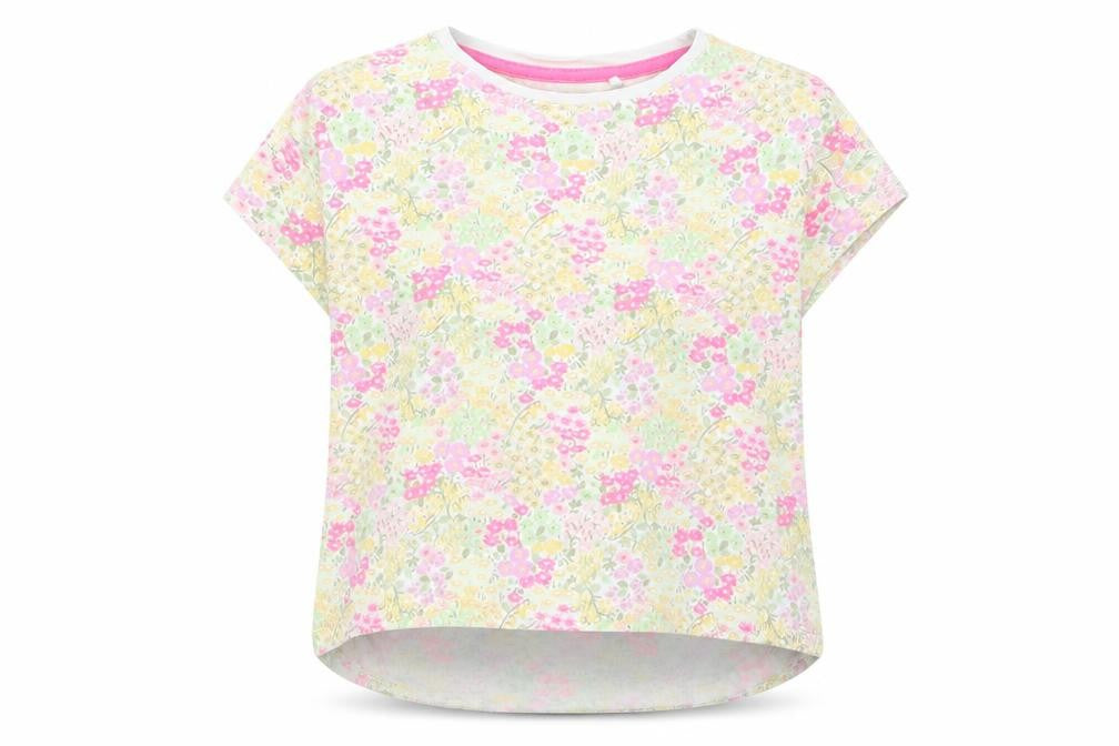 Front view of Next girls’ purple floral basic t-shirt, size 6, years