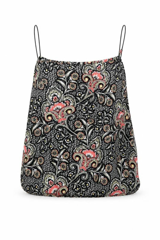 Front view of F&F women’s black geometric basic tank, size UK 10
