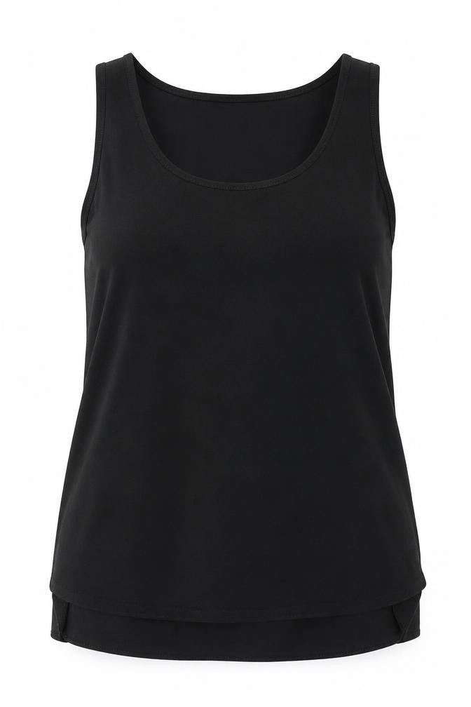 Front view of Papaya women’s black basic tank, size UK 8