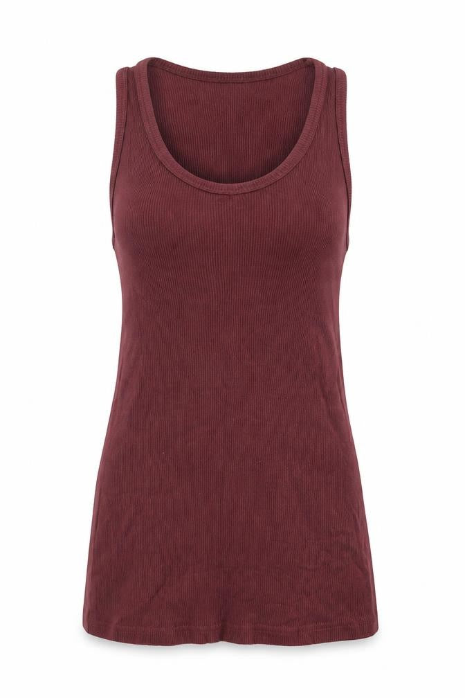 Front view of Select women’s red basic tank, size UK 8