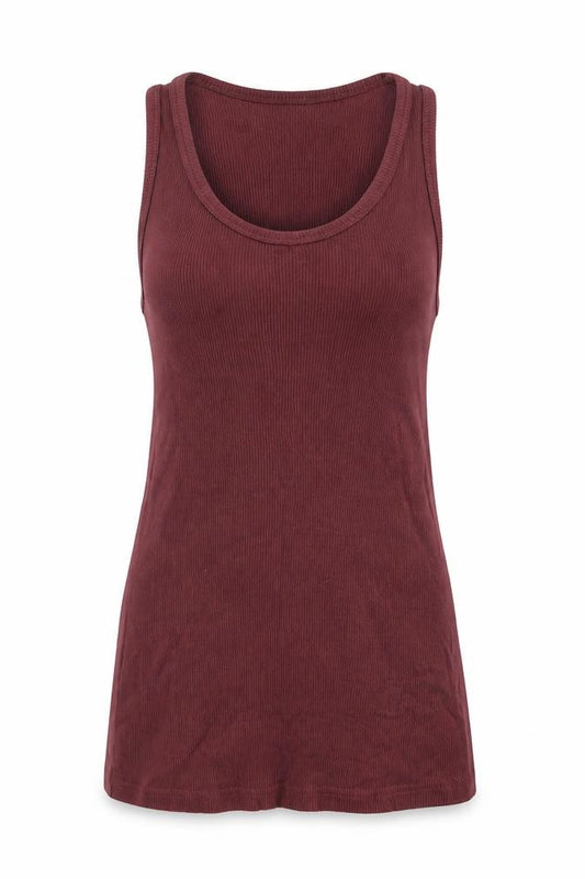 Front view of Select women’s red basic tank, size UK 8