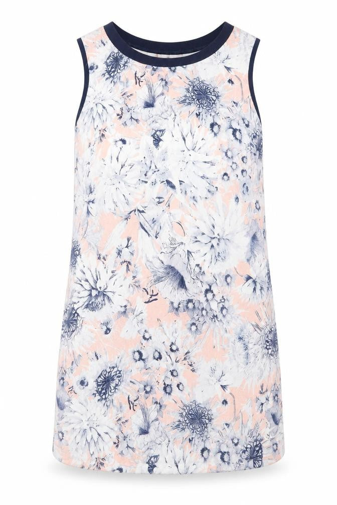 Front view of New Look women’s blue floral mini, size UK 10