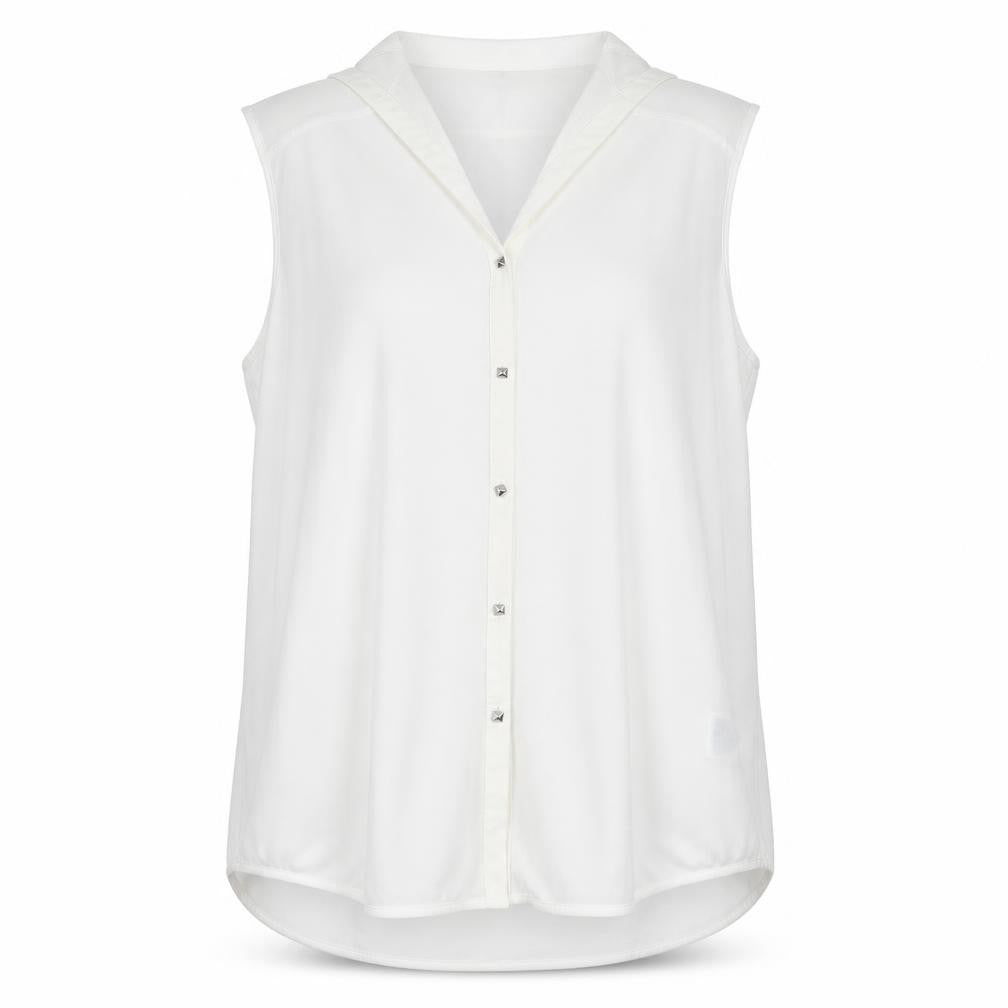 Front view of H&M women’s white basic button-up, size M
