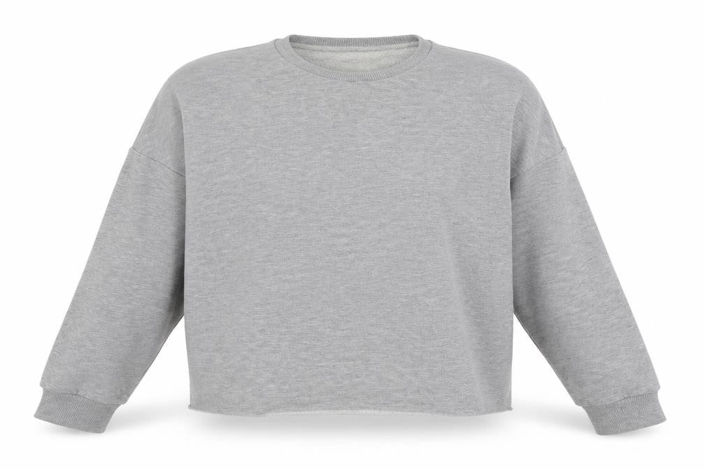Front view of Primark women’s grey jersey pullover sweatshirt, size UK 14