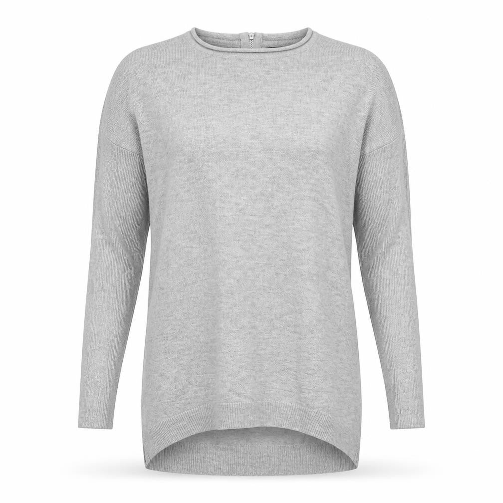 Front view of Atmosphere women’s grey knit jumper, size UK 6