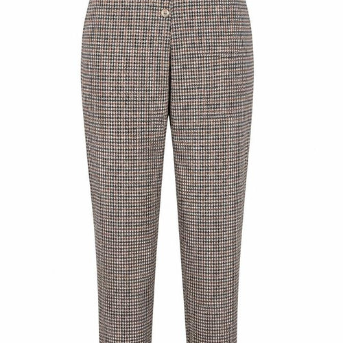 Cenzo Girls Brown Houndstooth Jersey Carrot Trousers Size L