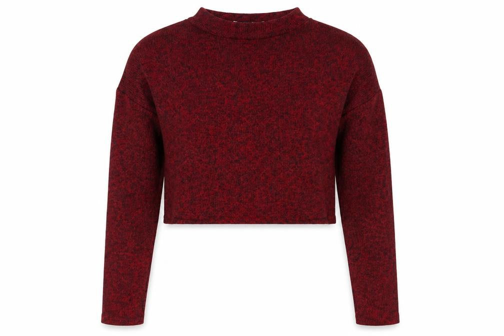 Front view of Primark women’s red cropped blouse, size UK 8