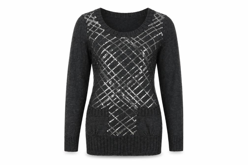 Front view of Oxxyzen women’s grey jumper, size L