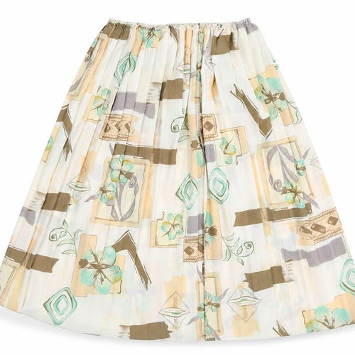 Preworn Womens Ivory Floral  A-Line Skirt One Size