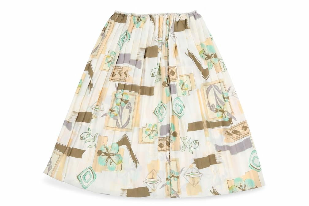 Preworn Womens Ivory Floral  A-Line Skirt One Size
