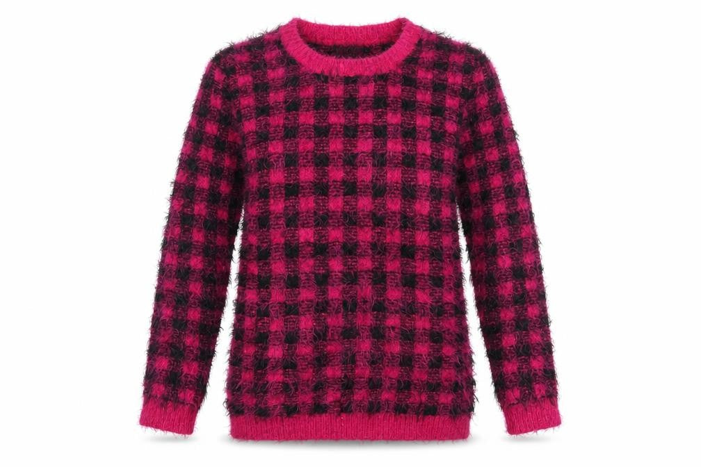 Front view of Miyoko women’s pink check jumper, size M