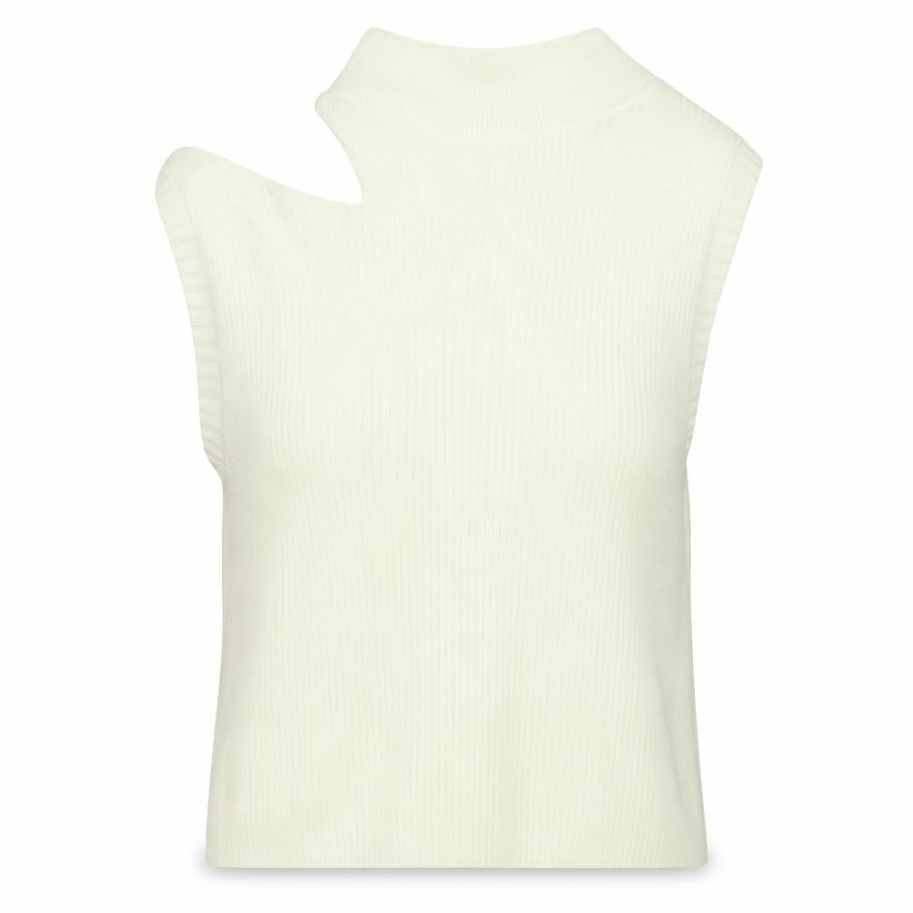 Front view of Misspap women’s white jumper, size UK 10