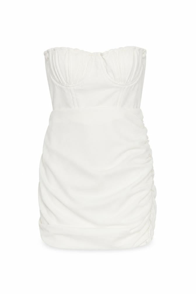 Front view of PRETTYLITTLETHING women’s white bodycon, size UK 8