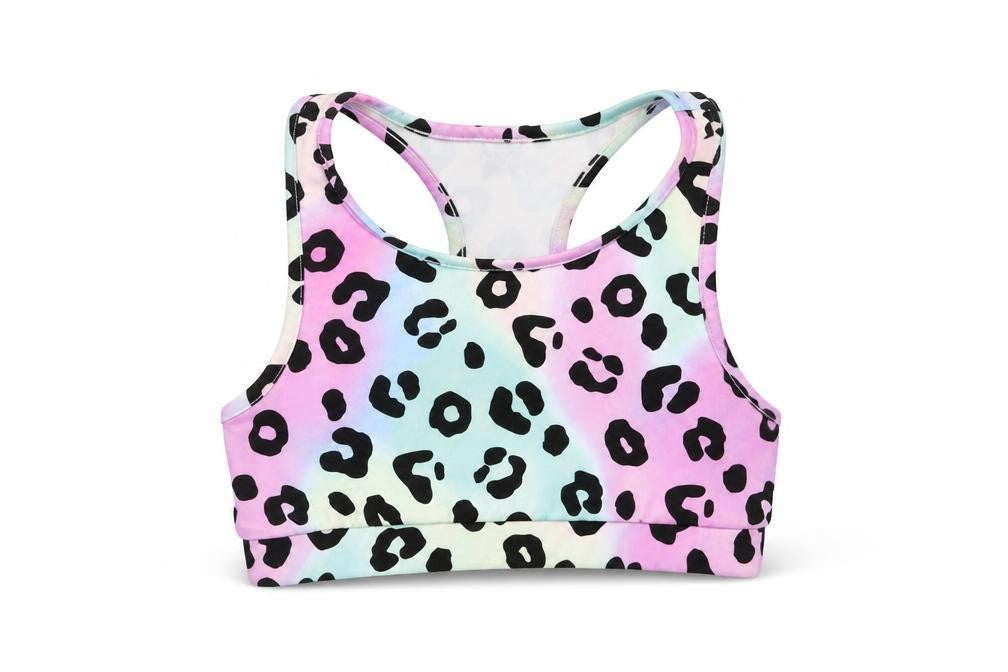 Front view of Tu girls’ pink animal print basic tank, size 10, years