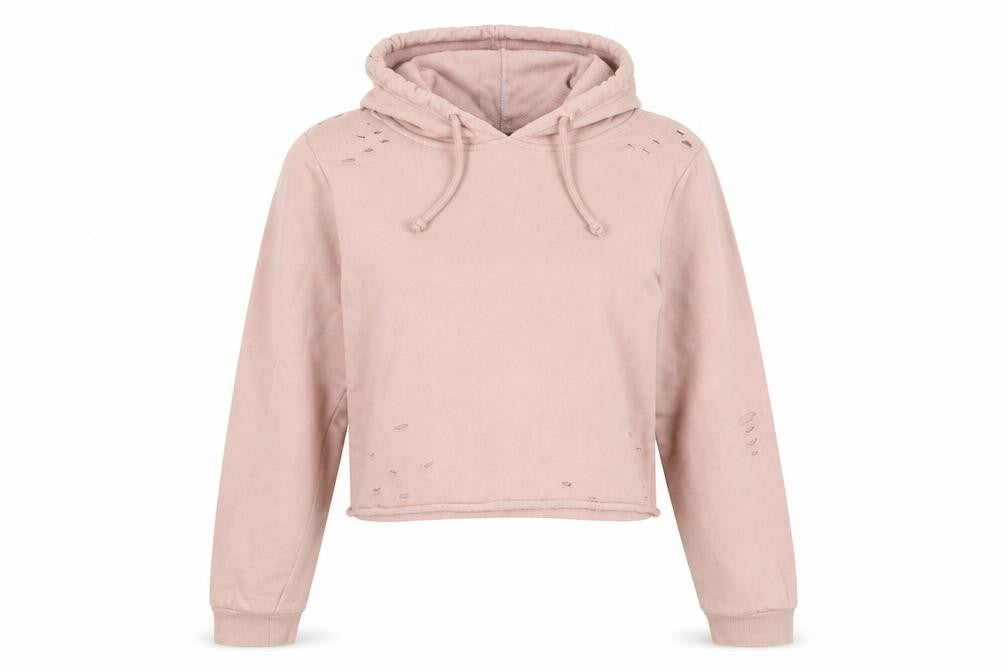 Front view of Atmosphere women’s pink pullover hoodie, size UK 6