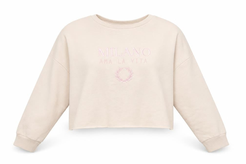 Front view of Primark women’s pink pullover sweatshirt, size UK 10