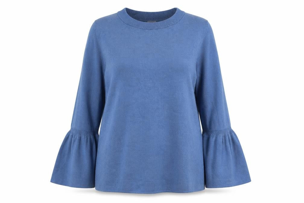 Front view of H&M women’s blue jumper, size M