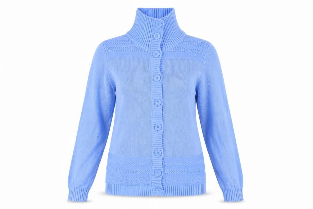 Front view of Bonmarché women’s blue jumper, size M