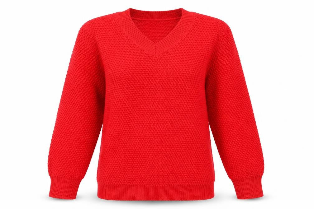 Front view of Papaya women’s red jumper, size L