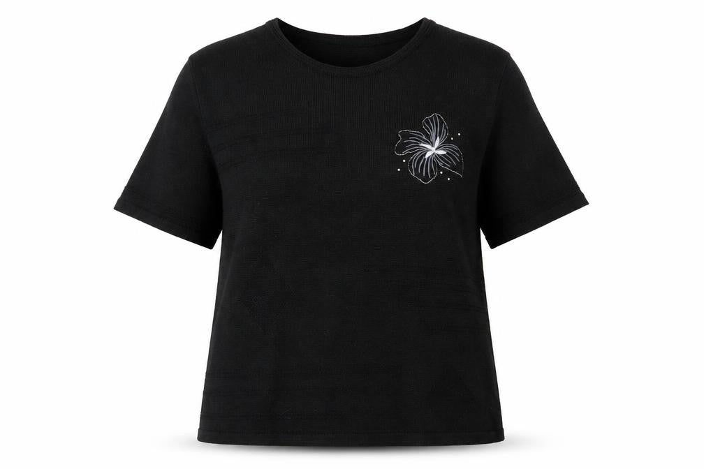 Front view of canda women’s black basic t-shirt, size XL