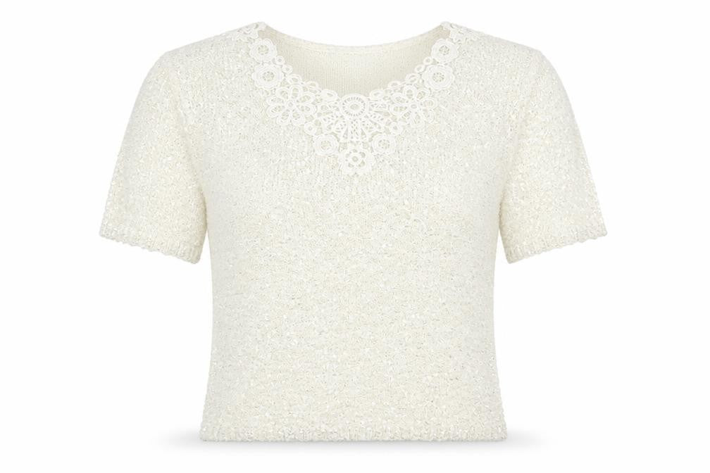 Front view of eliagabeth scott women’s white jumper, size S, -, size S-m