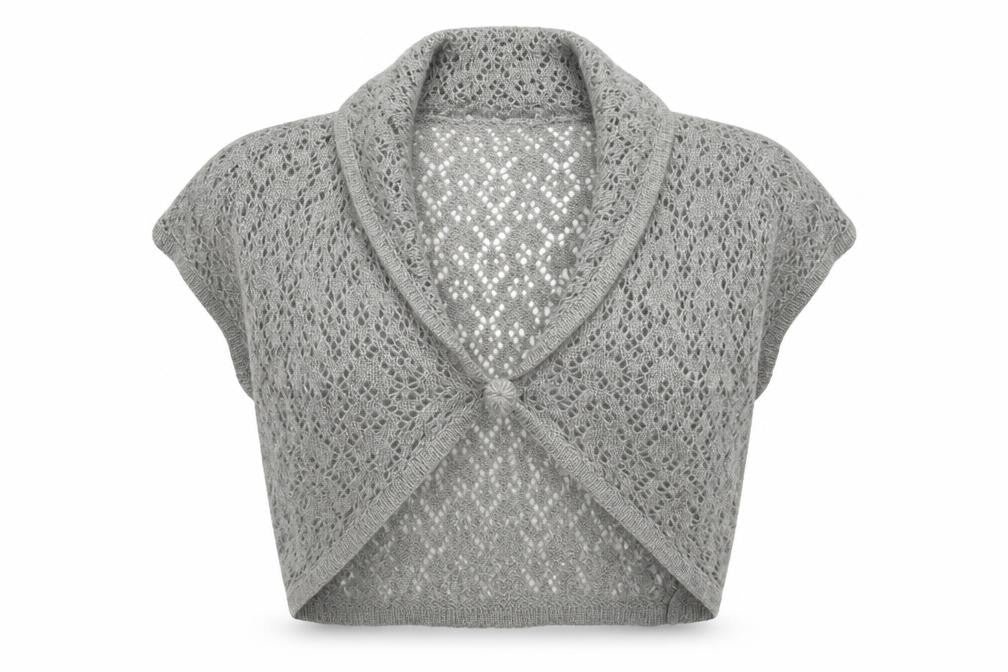 Front view of Zengara women’s grey knit vest jumper, size UK 16