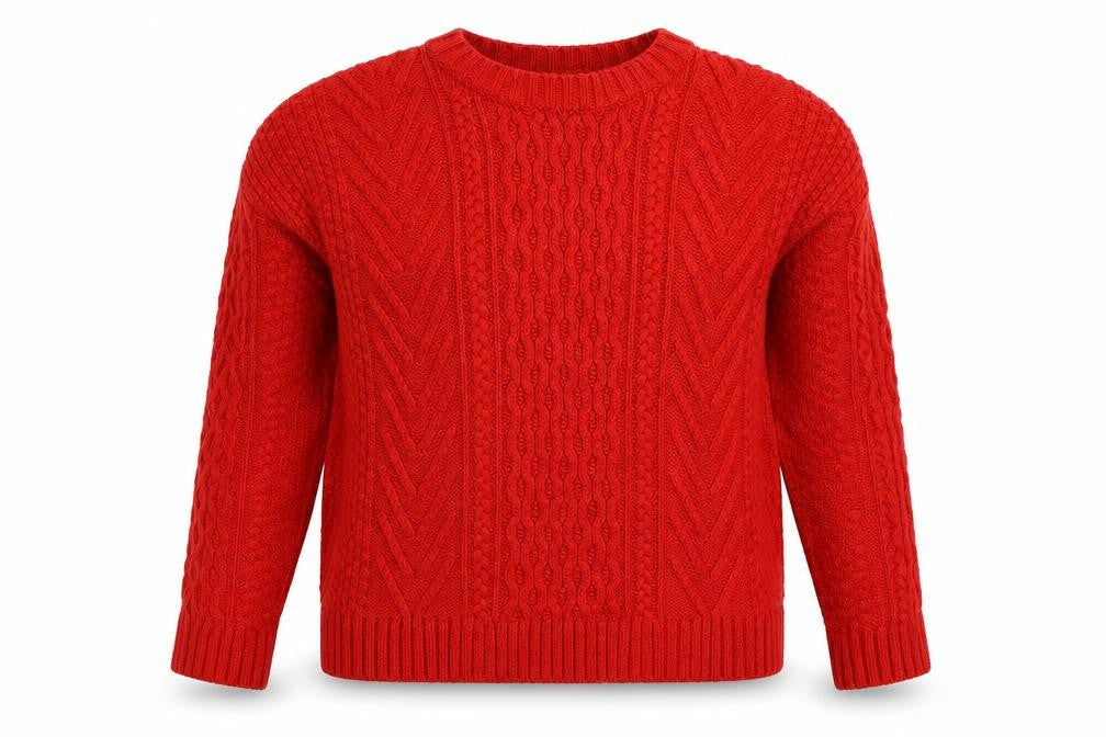 Front view of Daphnea women’s red knit jumper, size M