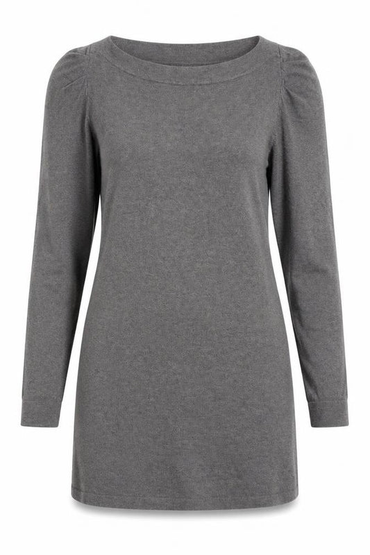 Front view of Warehouse women’s grey knit jumper, size UK 14