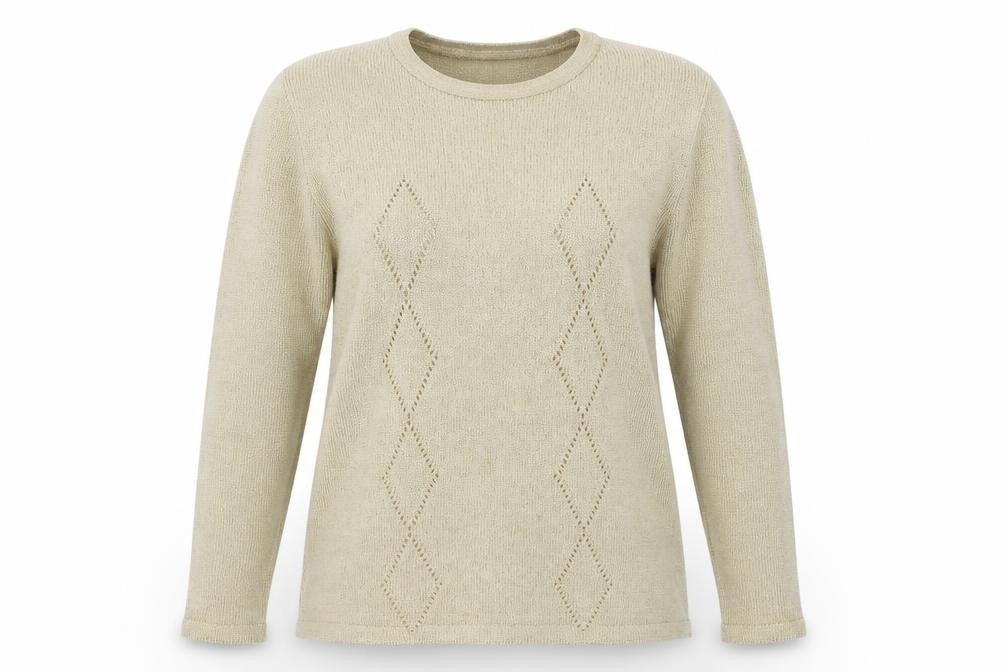 Front view of Parallel women’s gold knit jumper, size M