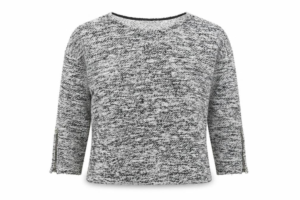 Front view of Marks & Spencer women’s grey knit jumper, size UK 14