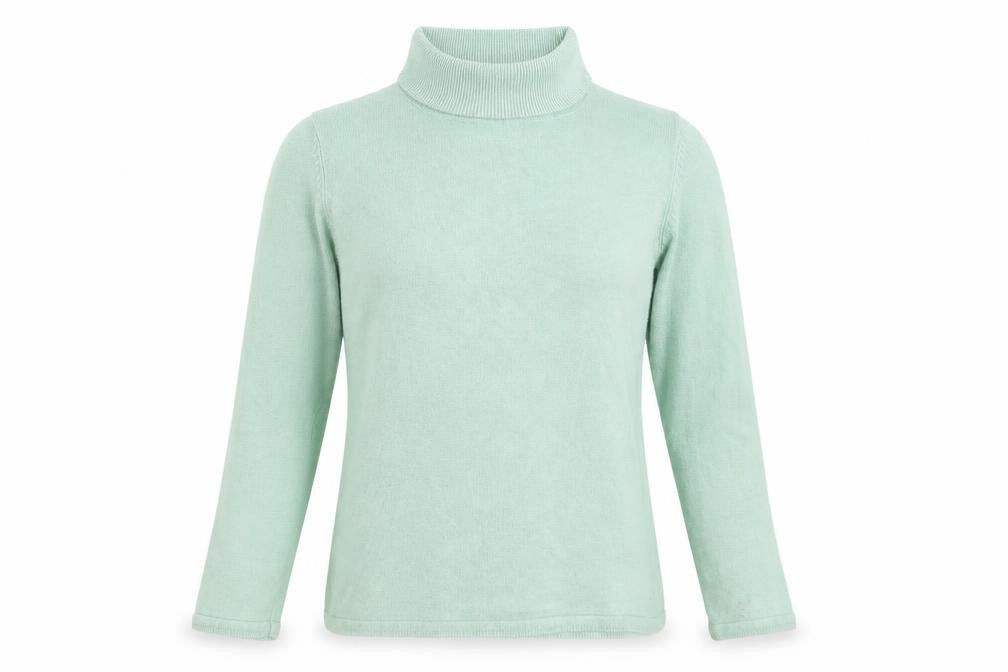 Front view of Bonmarché women’s green knit jumper, size S