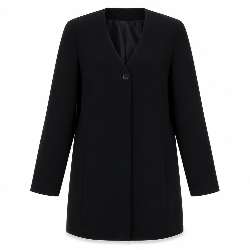 Front view of Julian Taylor women’s black jacket suit jacket, size UK 12