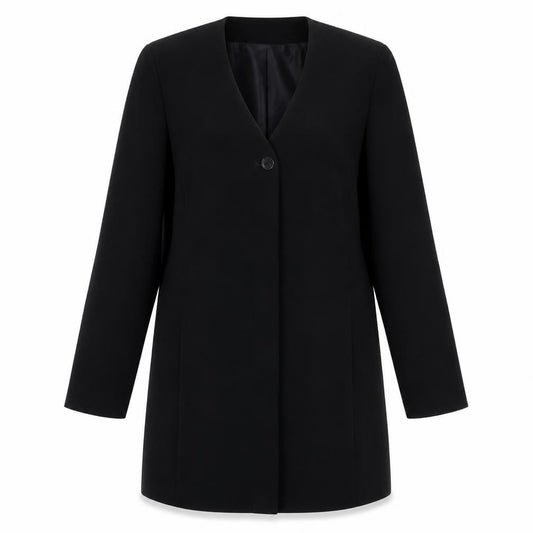 Front view of Julian Taylor women’s black jacket suit jacket, size UK 12