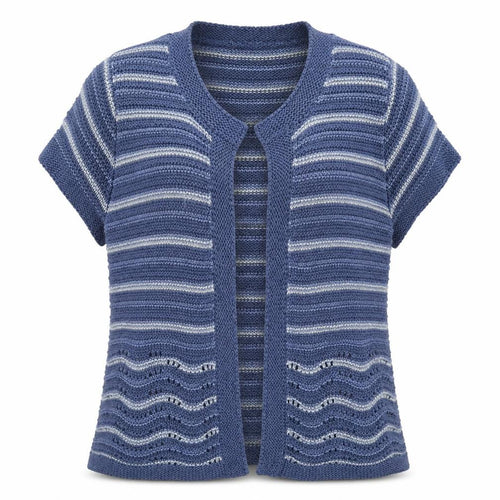 Anna Rose Womens Blue Striped Knit Cardigan Jumper Size L