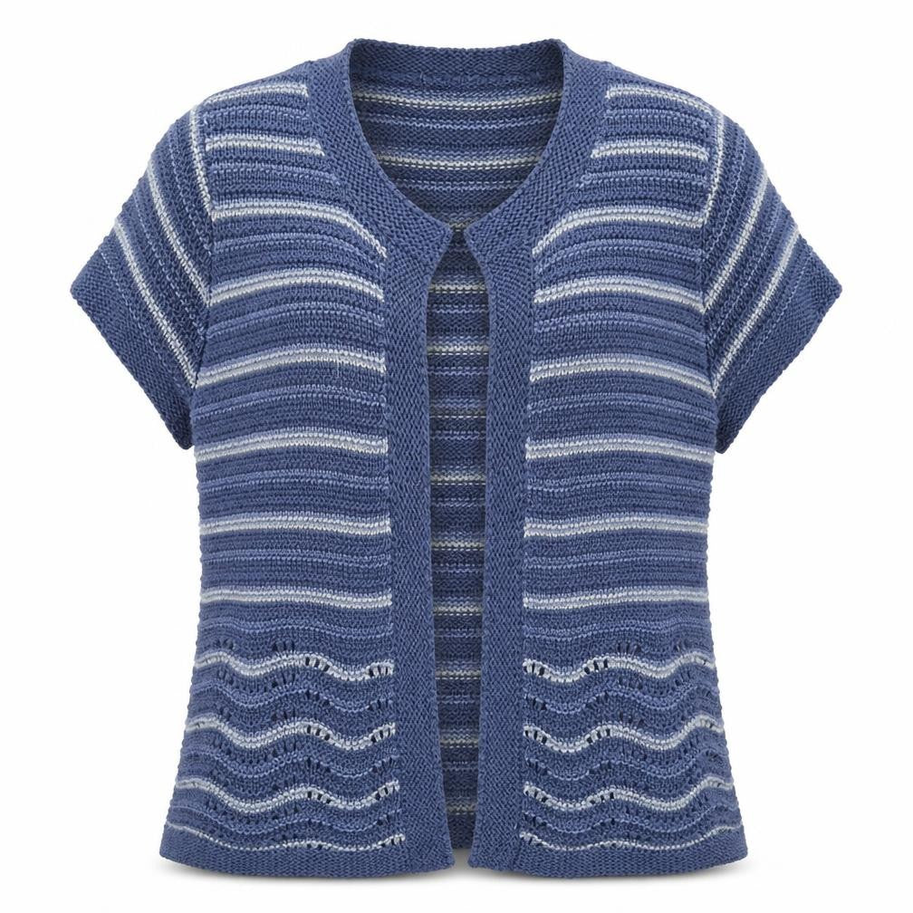 Anna Rose Womens Blue Striped Knit Cardigan Jumper Size L