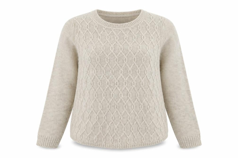 Front view of Per Una women’s grey knit jumper, size UK 14