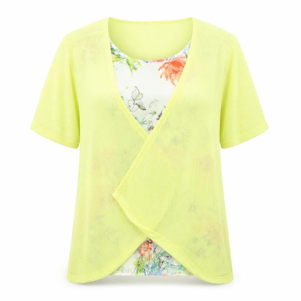 Front view of Preworn women’s multicoloured basic blouse, size UK 14
