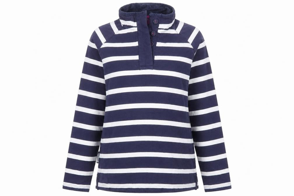Front view of Mountain Warehouse women’s multicoloured striped jumper, size UK 12