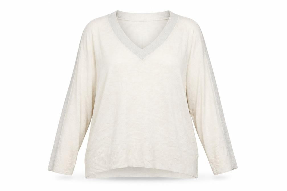 Front view of b.young women’s ivory basic t-shirt, size L