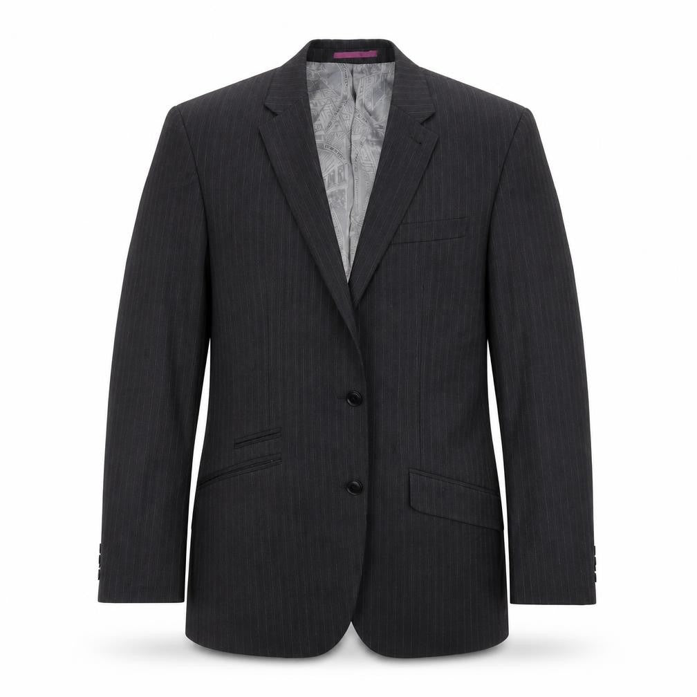 Front view of Next men’s grey striped jacket suit jacket, size 38